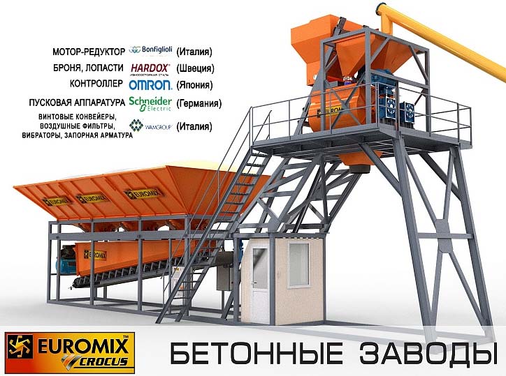 Бетонный завод EUROMIX CROCUS 45/1150.3.12 COMPACT 2 СКИП